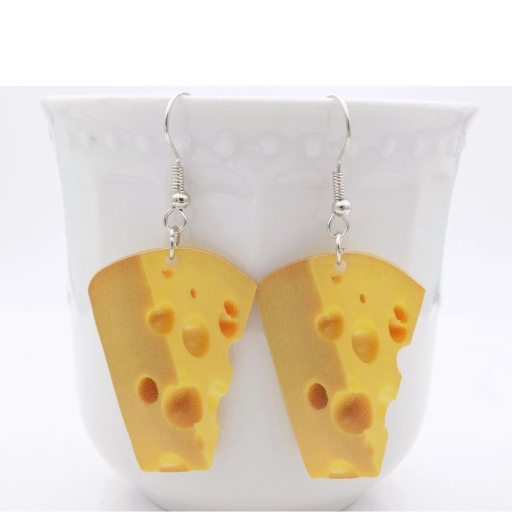 Chunky Yellow Cheese Slice - Handmade Earrings